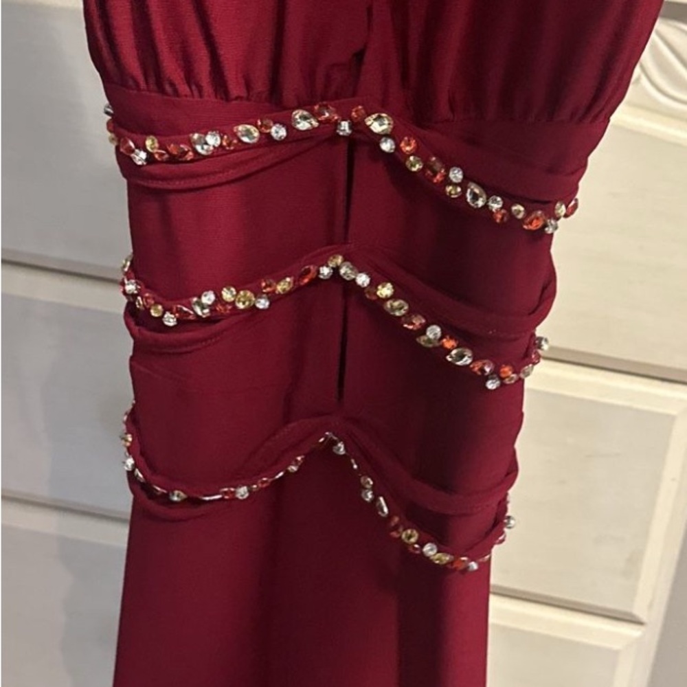 Elegant Burgundy Dress with Embellishments